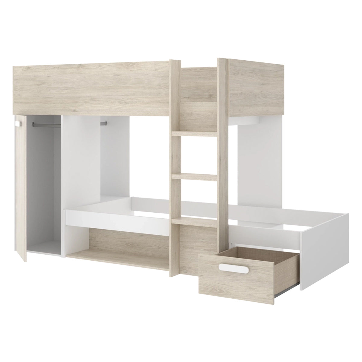 Pack Poupança Juvenil Cama Comboio Kos, 1 Estrado e 2 Colchões Viscoelásticos Nova 90 x 190 cm