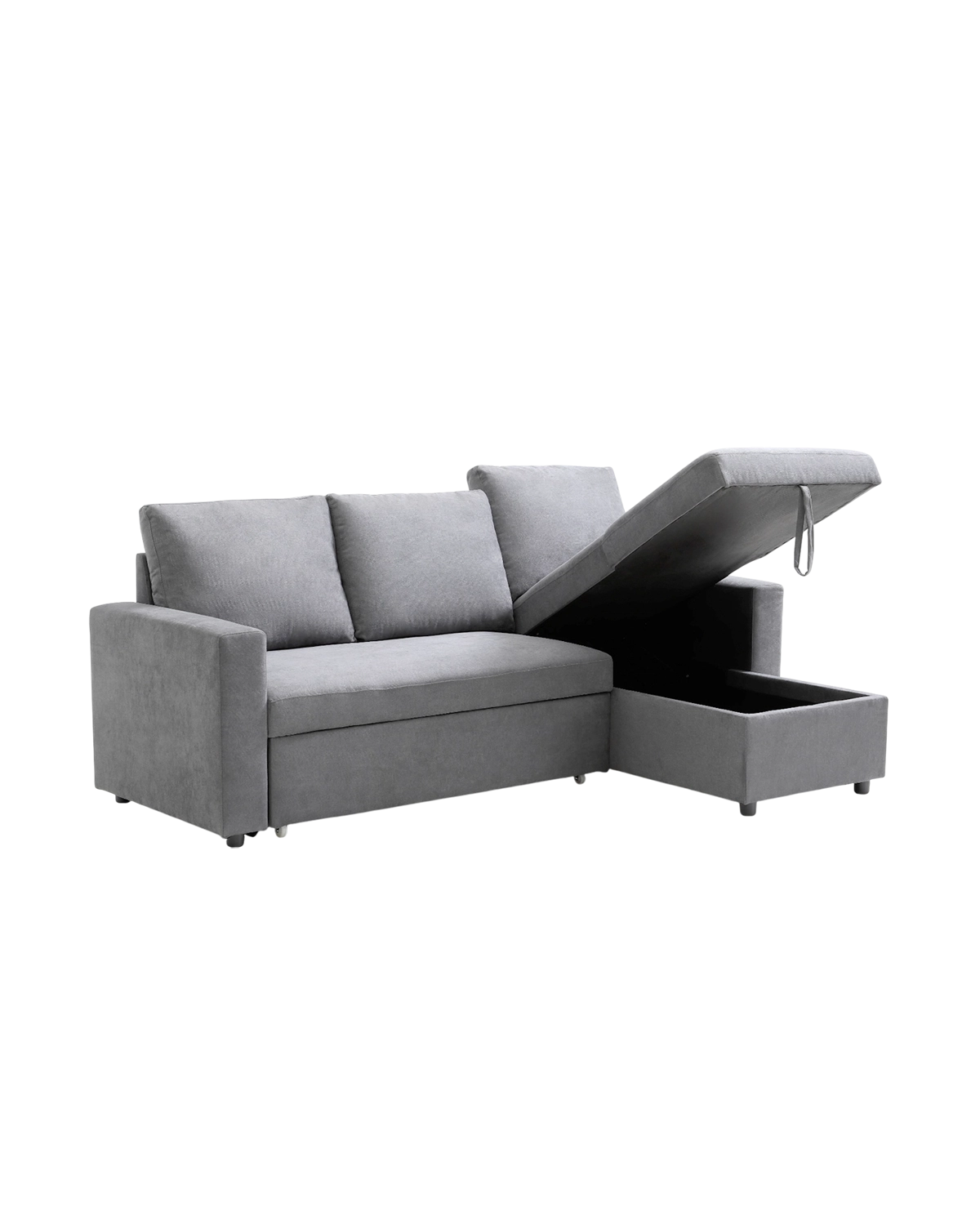 Sofá-cama com chaise longue reversível e arrumação Ivy