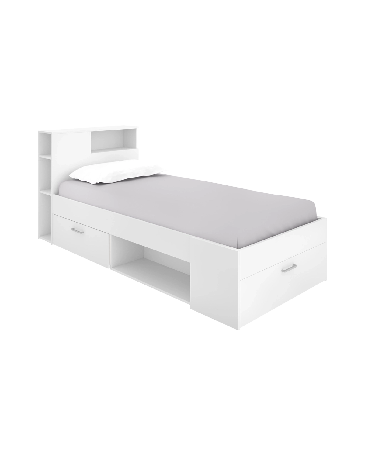 Cama individual com cabeceira e arrumação Lanka