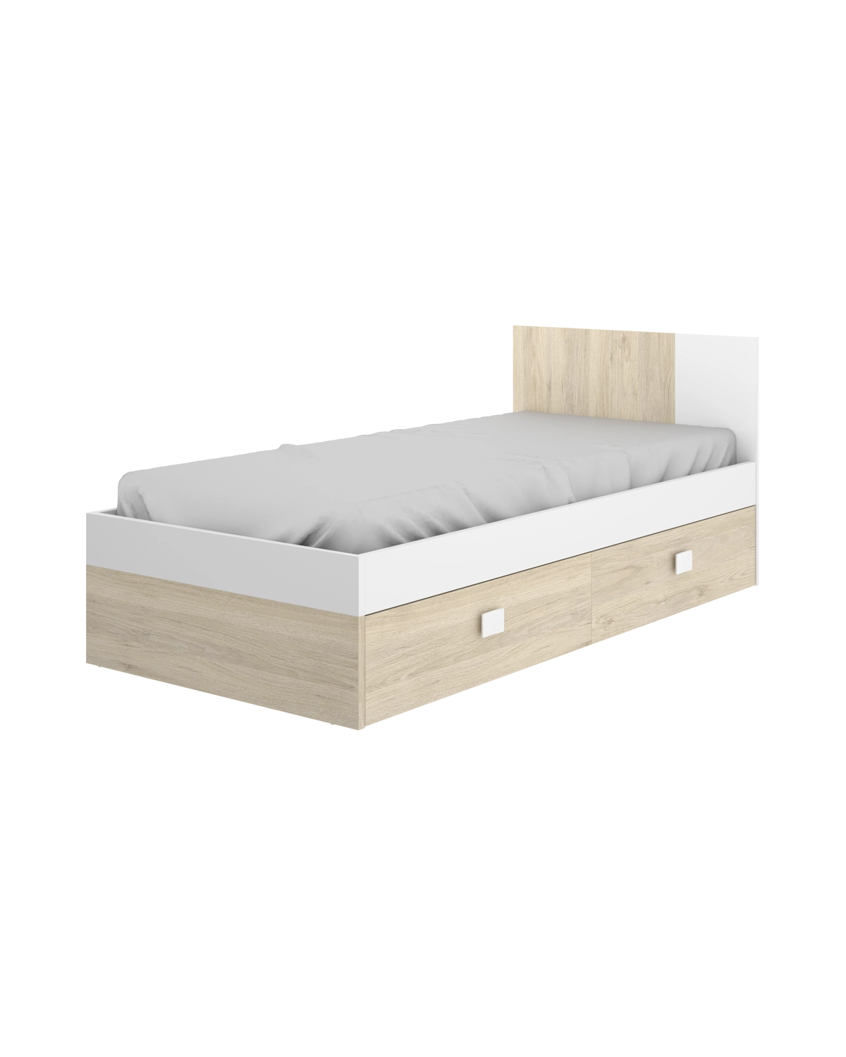 Cama individual com cabeceira e gavetas Dina