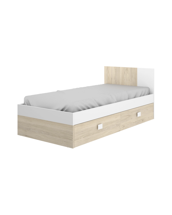 Cama individual com cabeceira e gavetas Dina