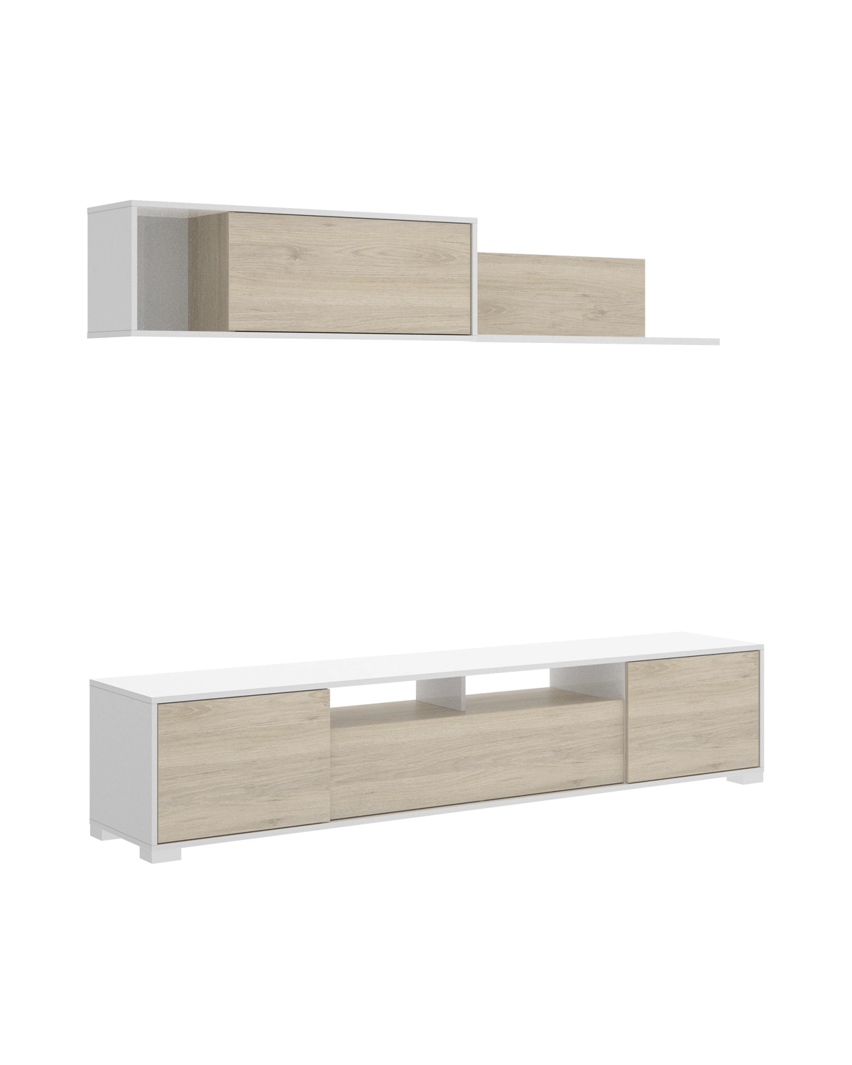 Pack de sala de estar e sala de jantar Ken, em carvalho/branco, com três peças