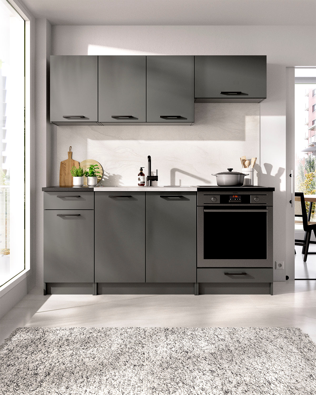 Cozinha modular Kirsten com módulo de forno