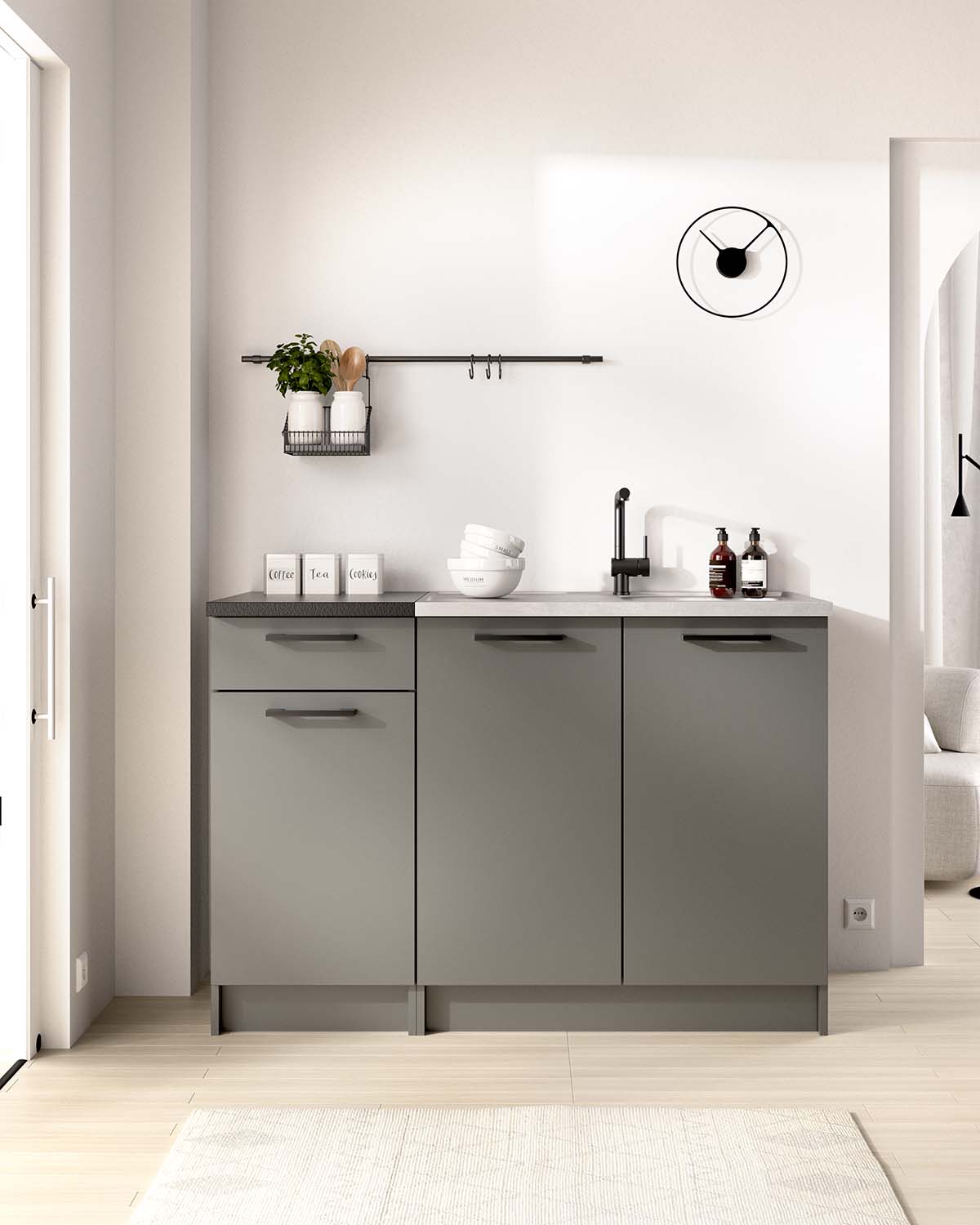 Conjunto de 2 módulos baixos de cozinha Kirsten
