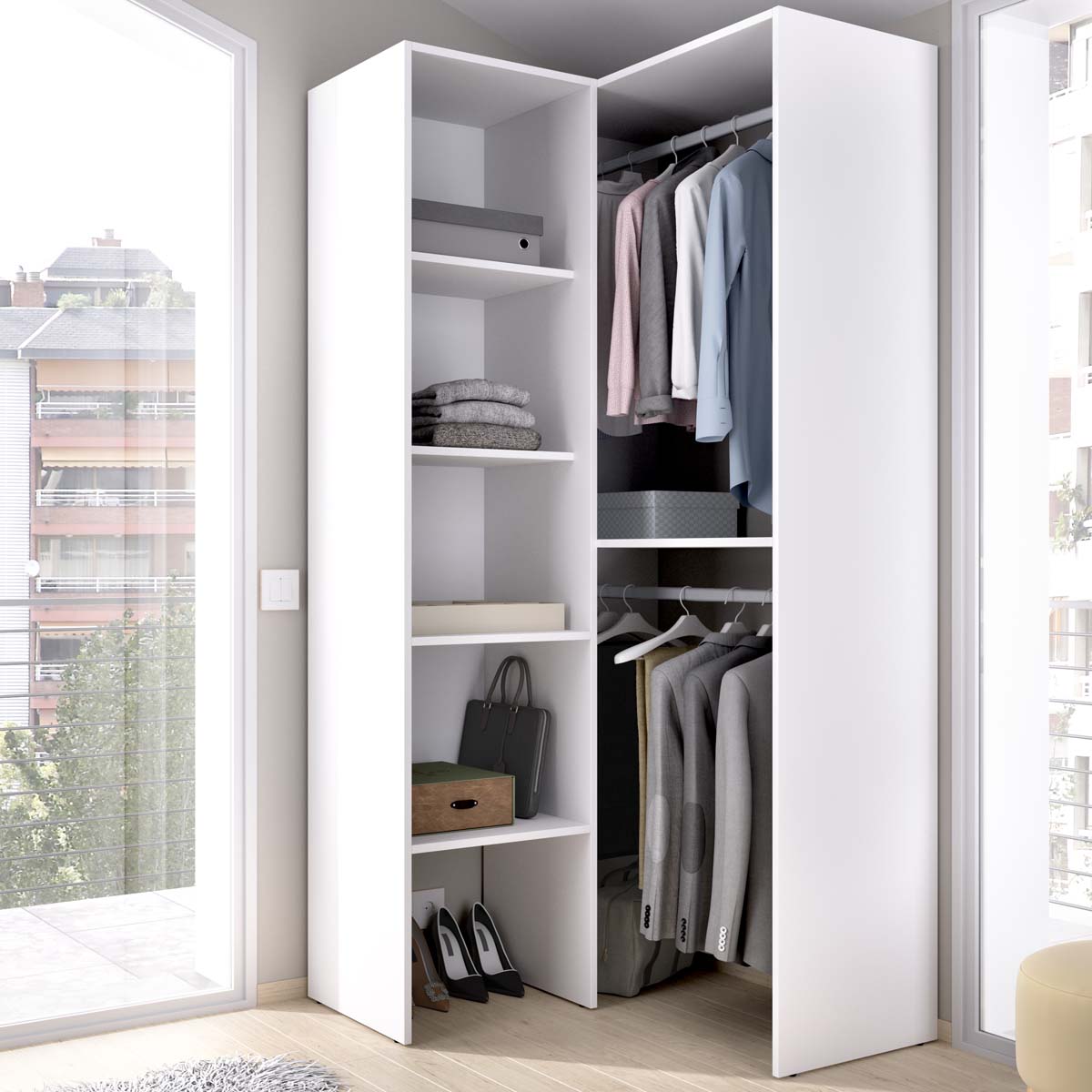 Roupeiro de canto com coluna Suit