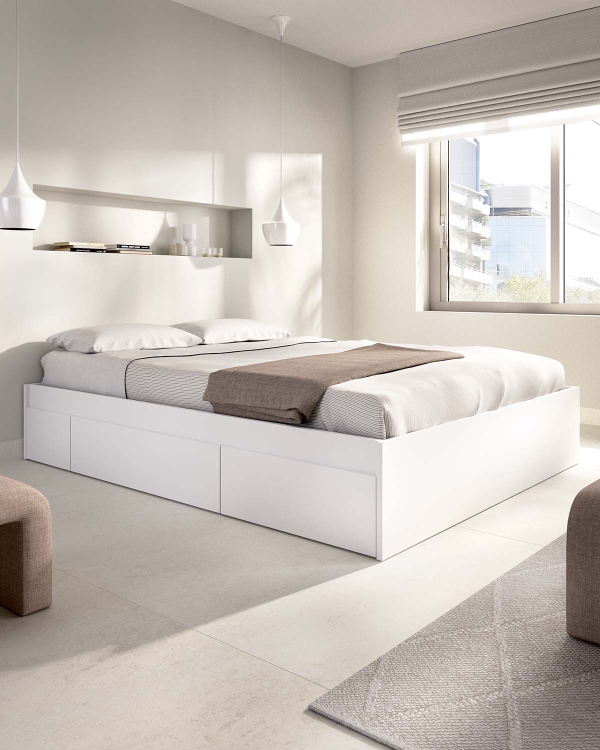 Cama de casal com gavetas Alice