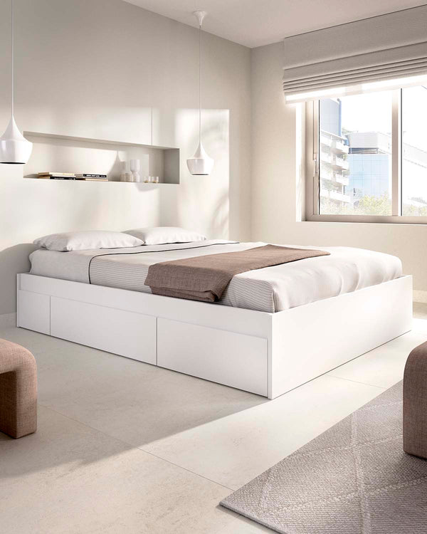 Cama de casal com gavetas Alice