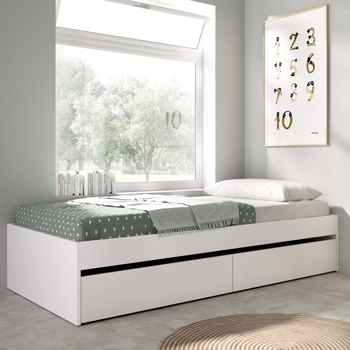 Cama de solteiro com gavetas Lago