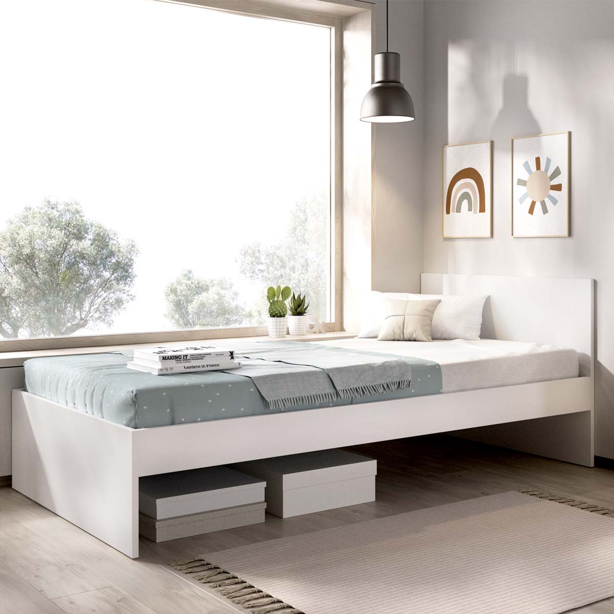 Cama de solteiro com cabeceira Top