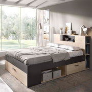 Cama de casal com cabeceira e arrumação Lanka