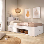 Cama individual com cabeceira e arrumação Lanka