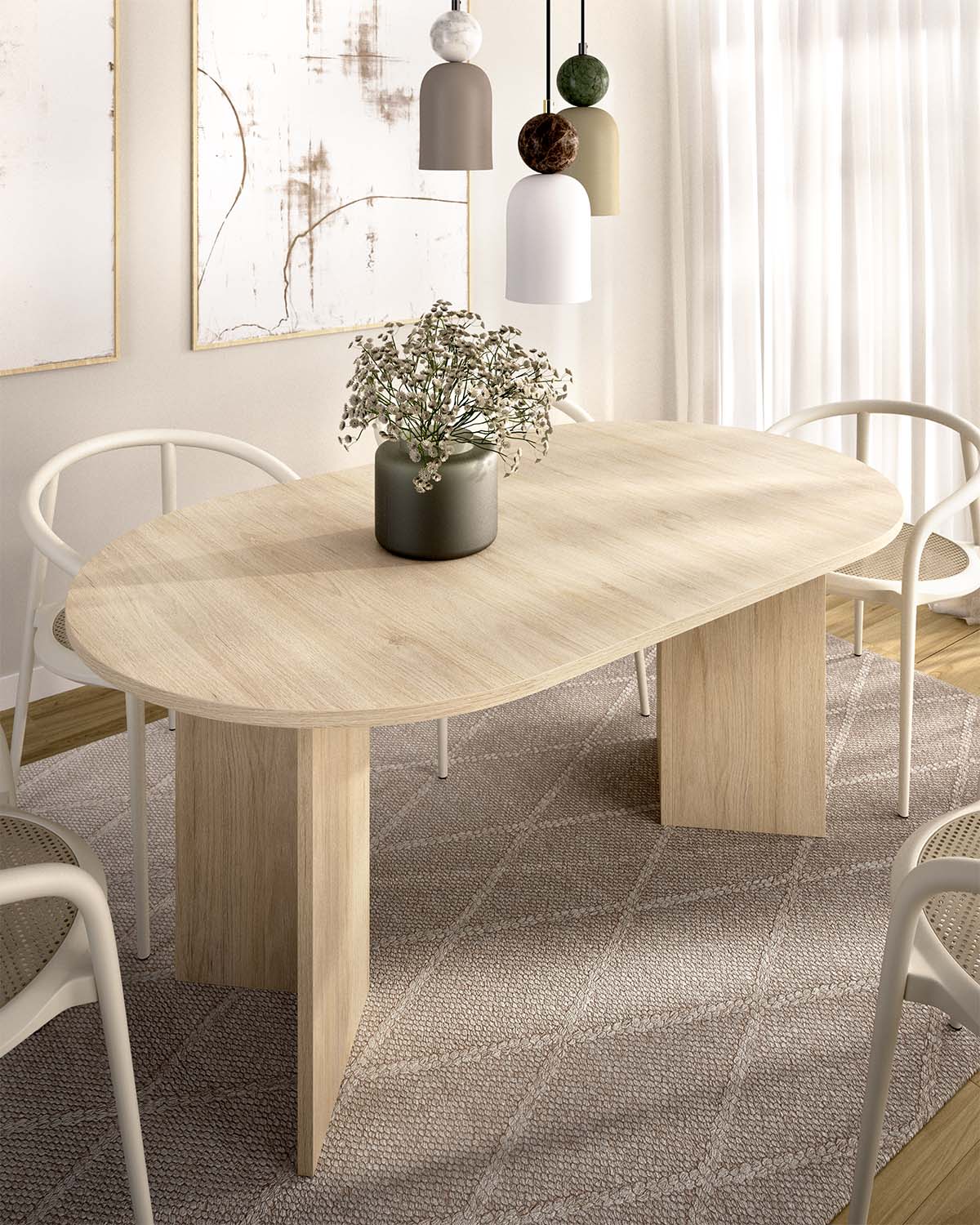 Mesa de jantar oval extensível Bari