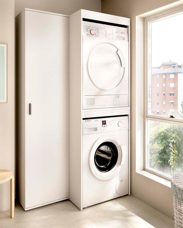 Armario para lavadora secadora con columna auxiliar 1 puerta Fit