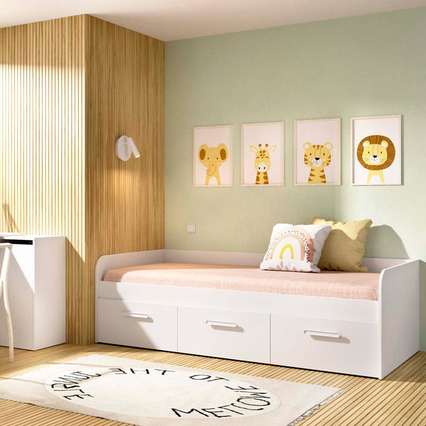 Cama individual com gavetas Mek