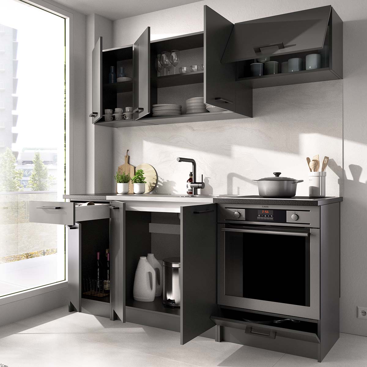 Cozinha modular Kirsten com módulo de forno