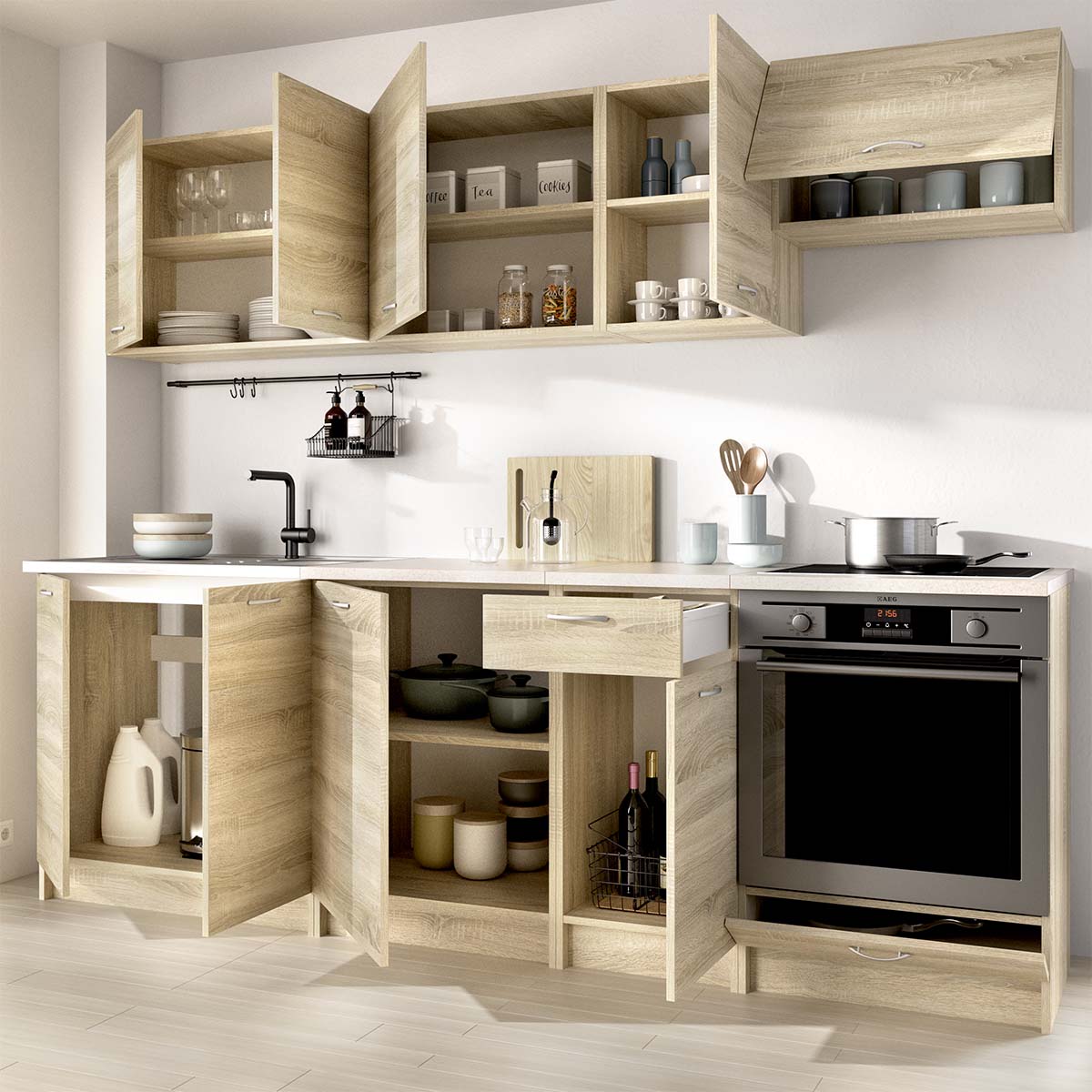 Cozinha modular Kirsten com módulo de forno
