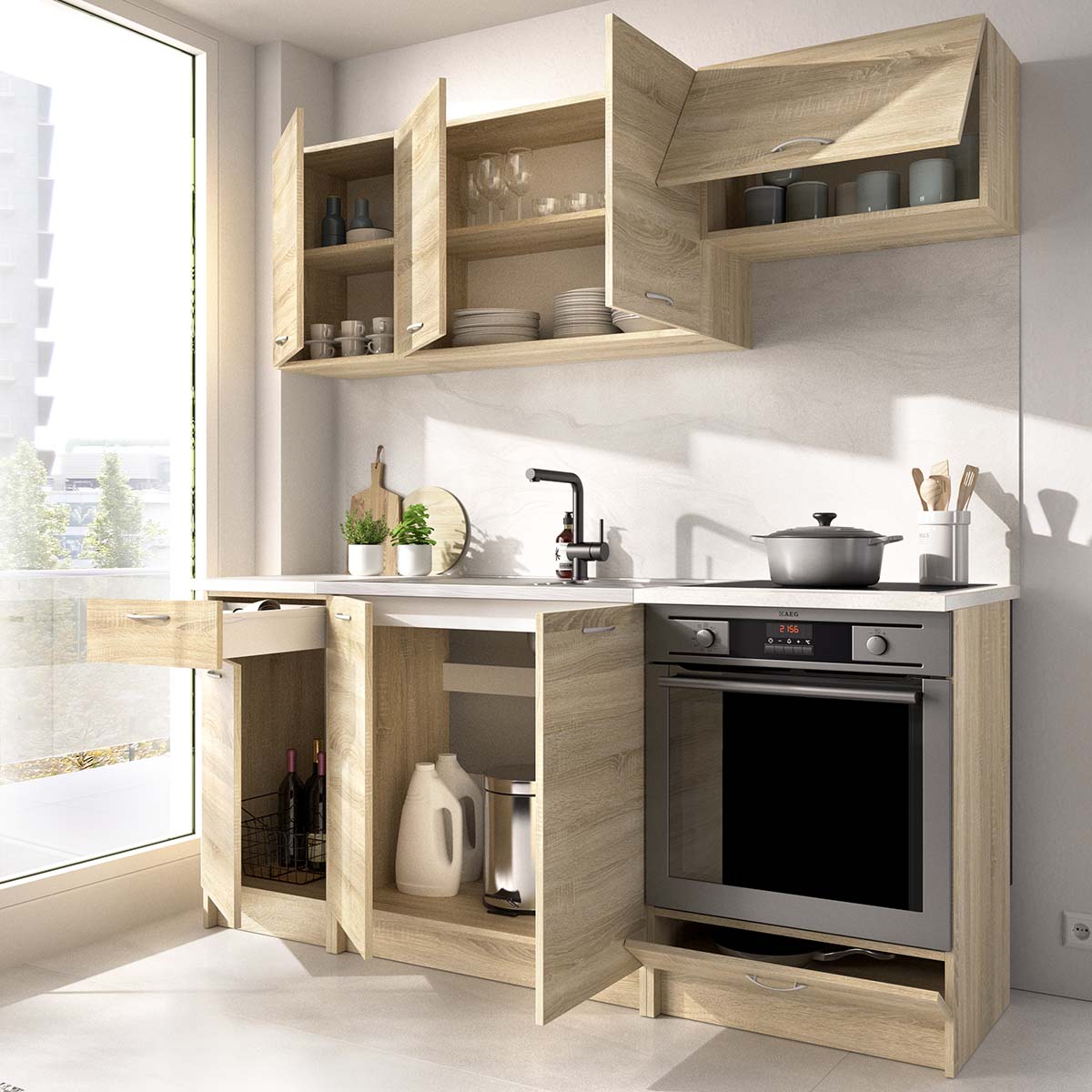 Cozinha modular Kirsten com módulo de forno