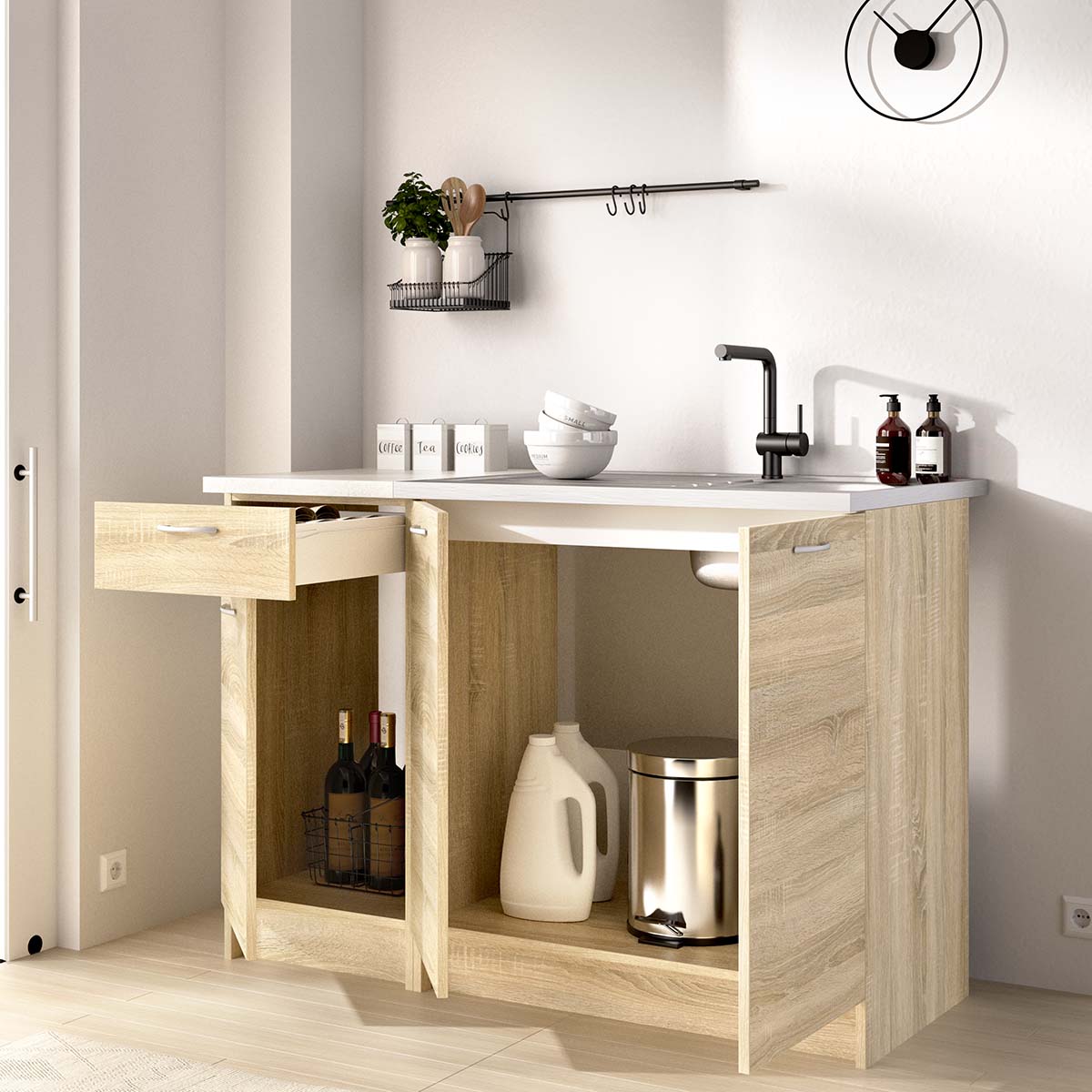 Conjunto de 2 módulos baixos de cozinha Kirsten