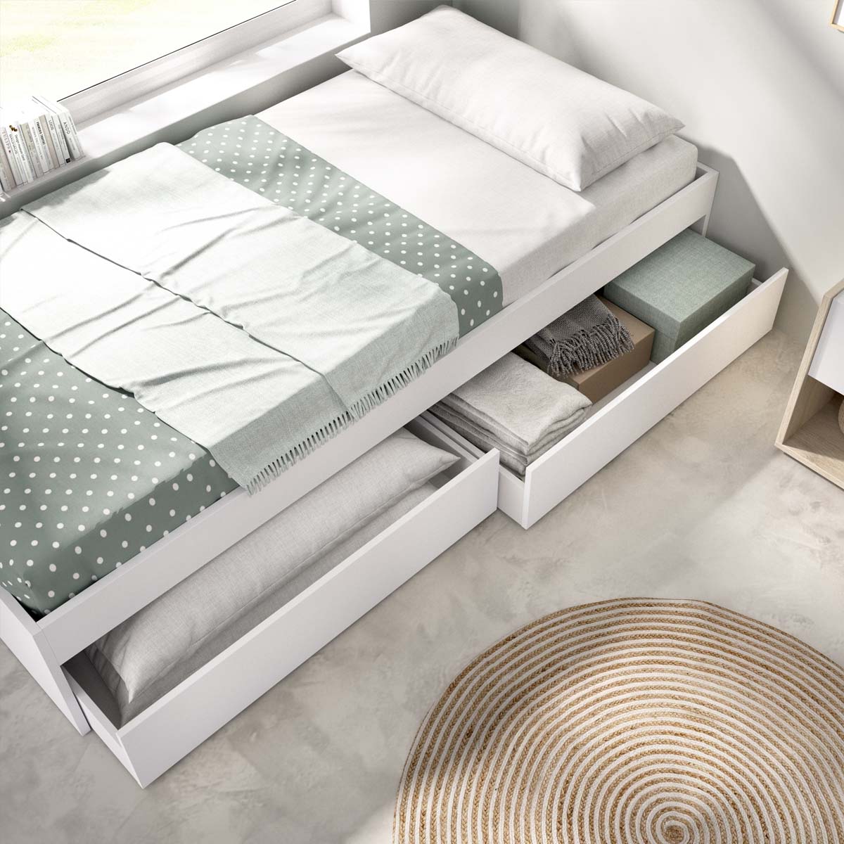 Cama de solteiro com gavetas Lago
