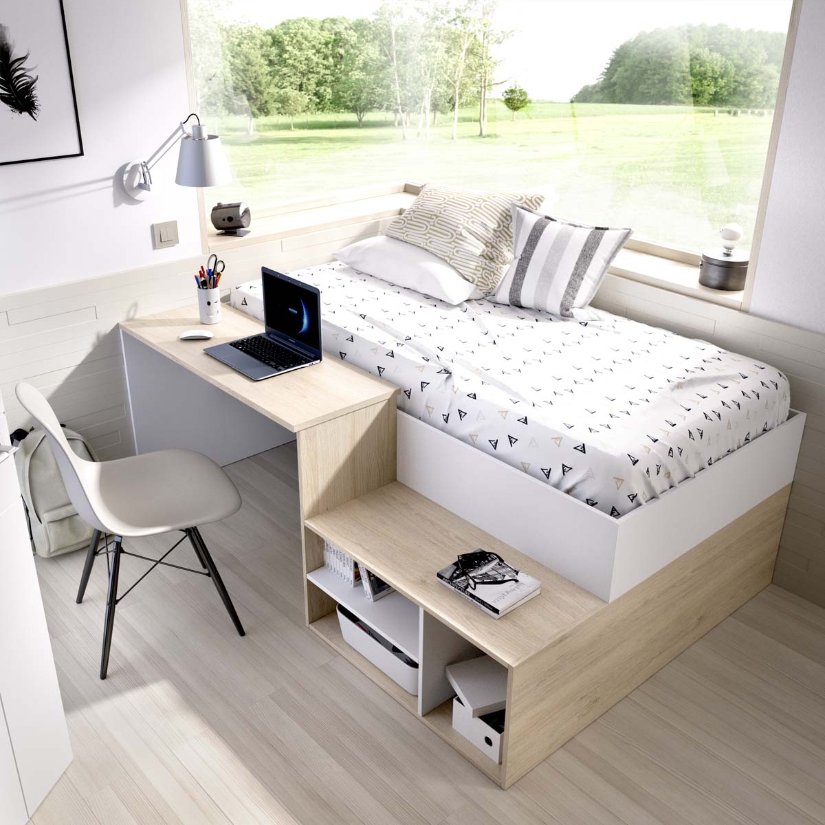 Cama individual com secretária Kric