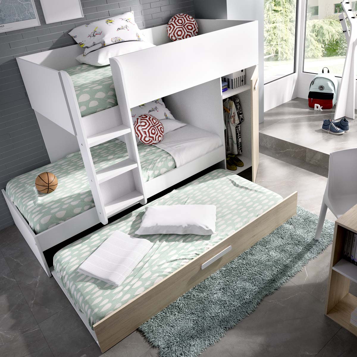 Cama de beliche tripla Tom