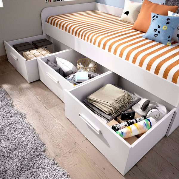 Cama individual com gavetas Mek