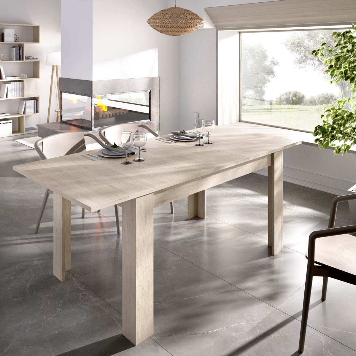 Mesa de refeição retangular extensível Dine