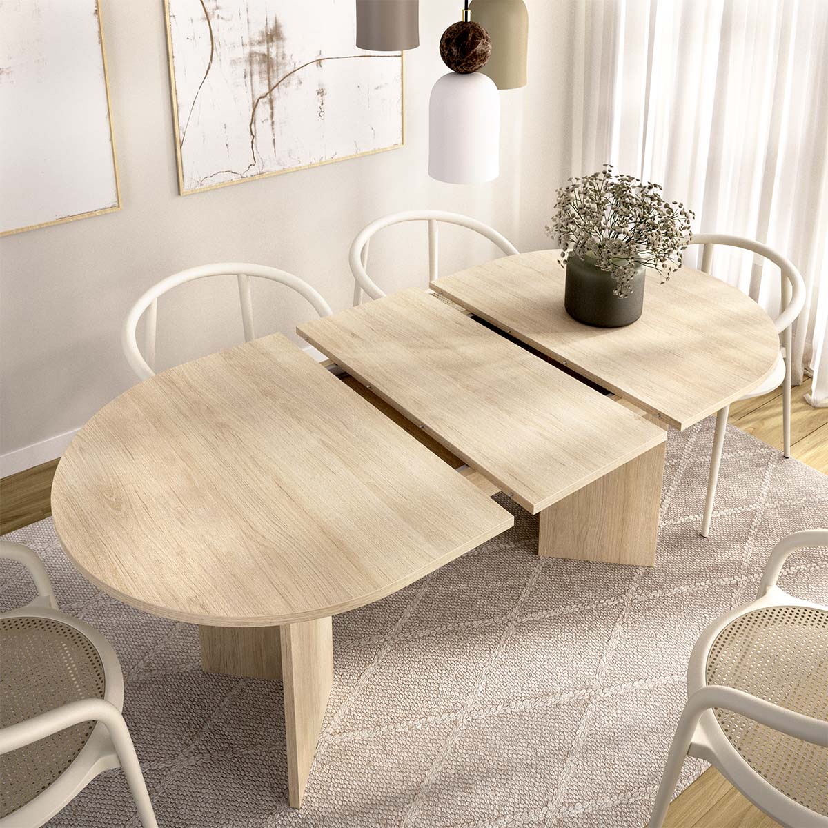 Mesa de jantar oval extensível Bari