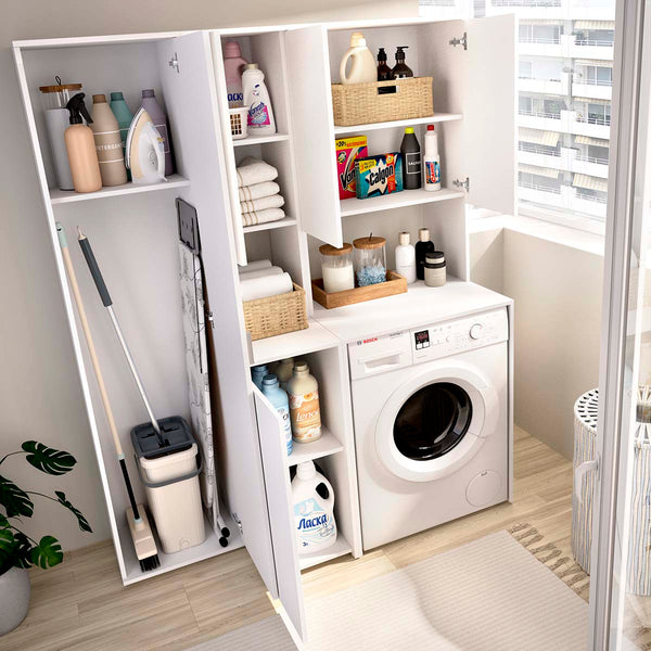 Armario para lavadora con modulo alto y columna multiusos Fit