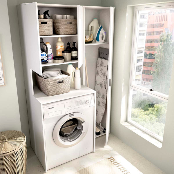 Armario para lavadora con modulo alto y columna auxiliar Fit