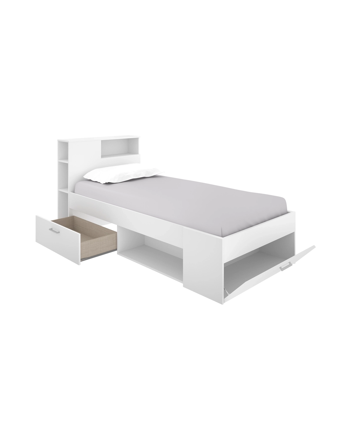 Pack poupança juvenil Cama Lanka com cabeceira, Colchão viscoelástico Nova e Estrado 90 x 190 cm