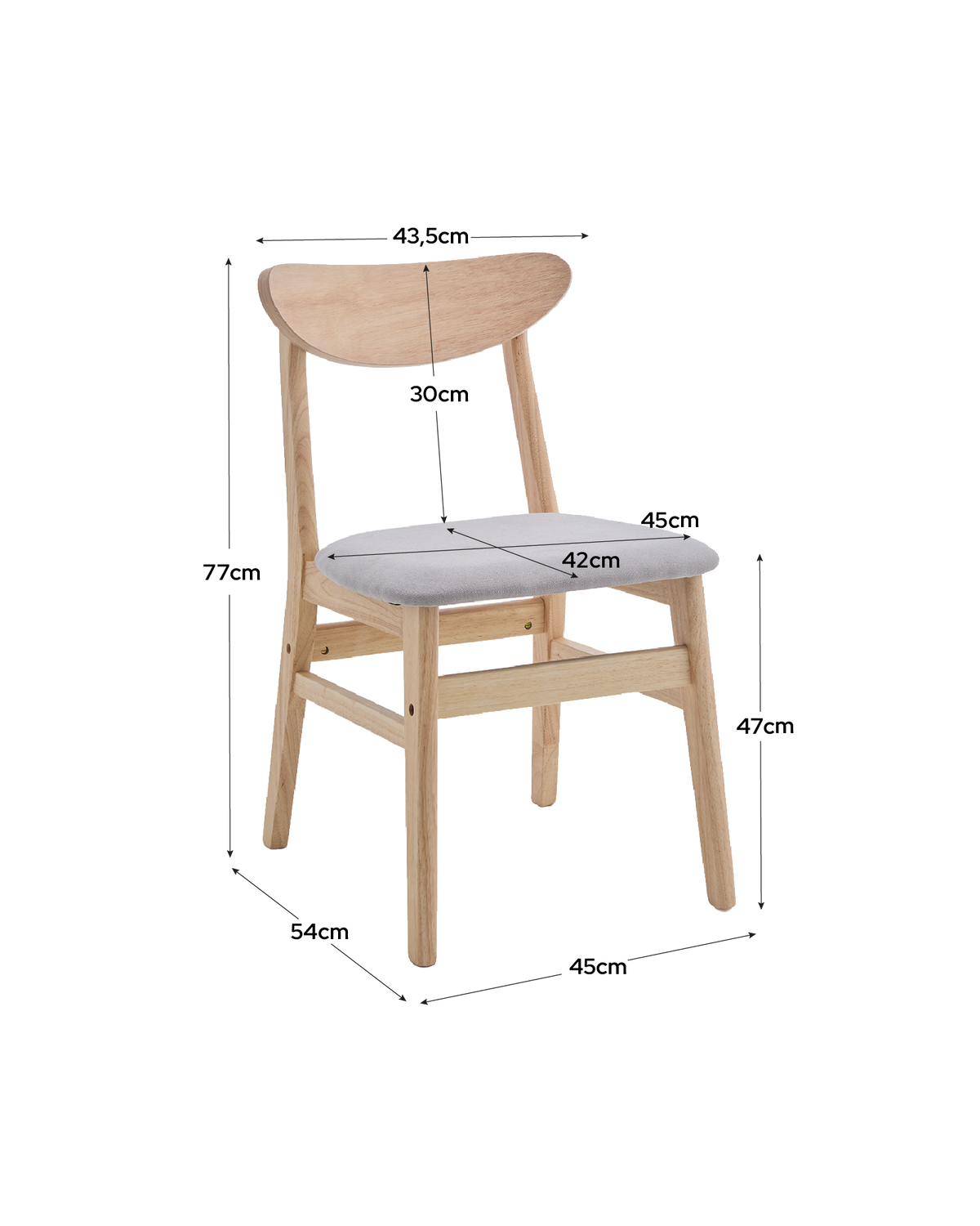 Conjunto de 2 cadeiras de sala de jantar em madeira Tanya