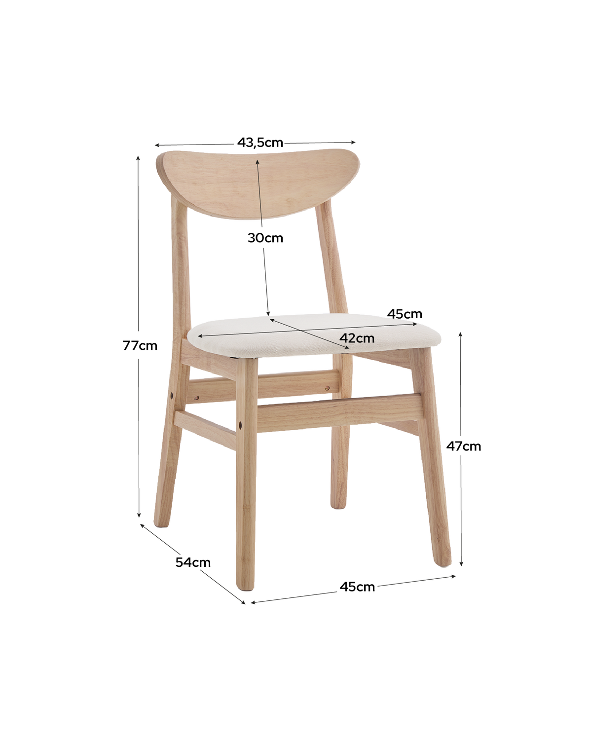 Conjunto de 2 cadeiras de sala de jantar em madeira Tanya