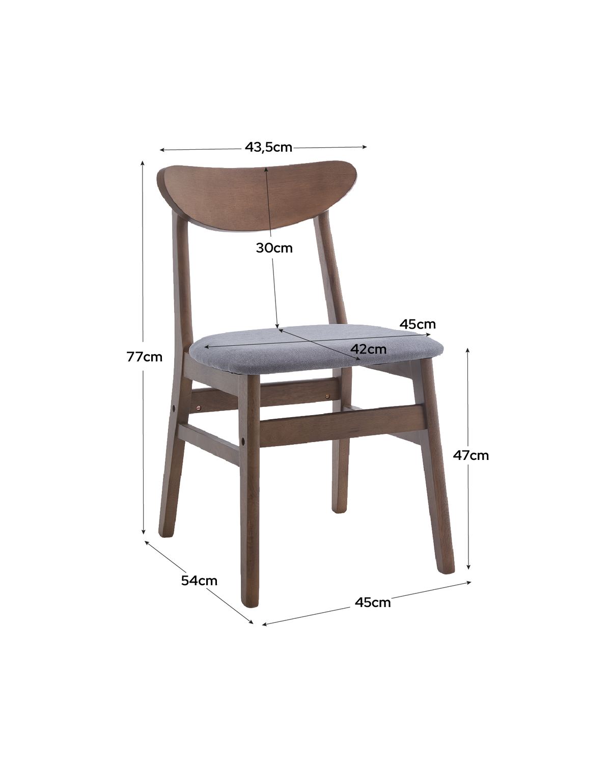 Conjunto de 2 cadeiras de sala de jantar em madeira Tanya