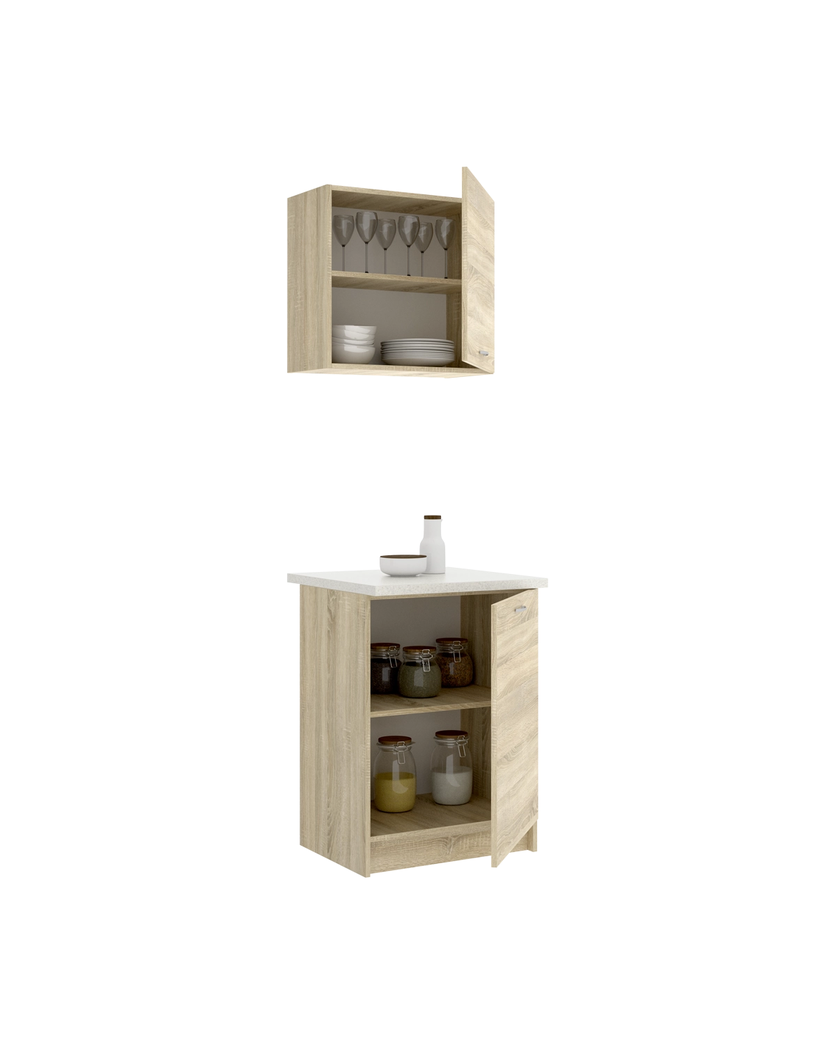 Conjunto de 2 módulos de cozinha superior e inferior Kirsten