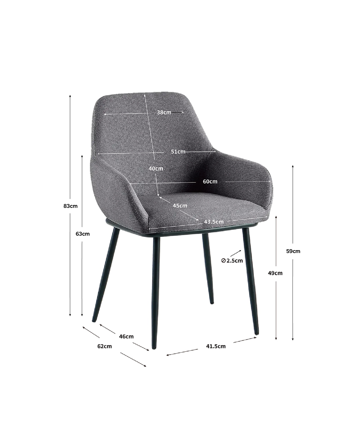 Conjunto de 2 cadeiras de sala de jantar estofadas Verna