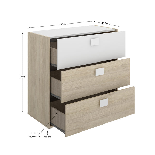 Pack poupança juvenil Quarto completo Dina com Colchão Nova 90 x 190 cm e Estrado