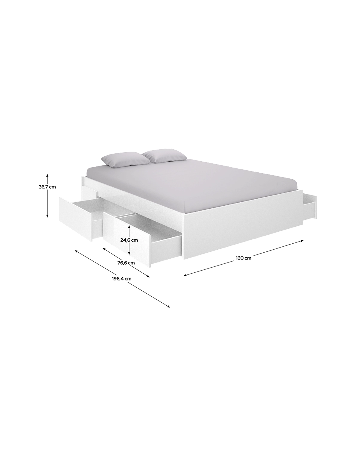 Cama de casal com gavetas Alice