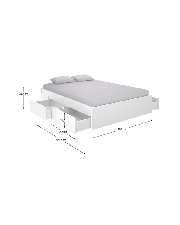 Cama de casal com gavetas Alice