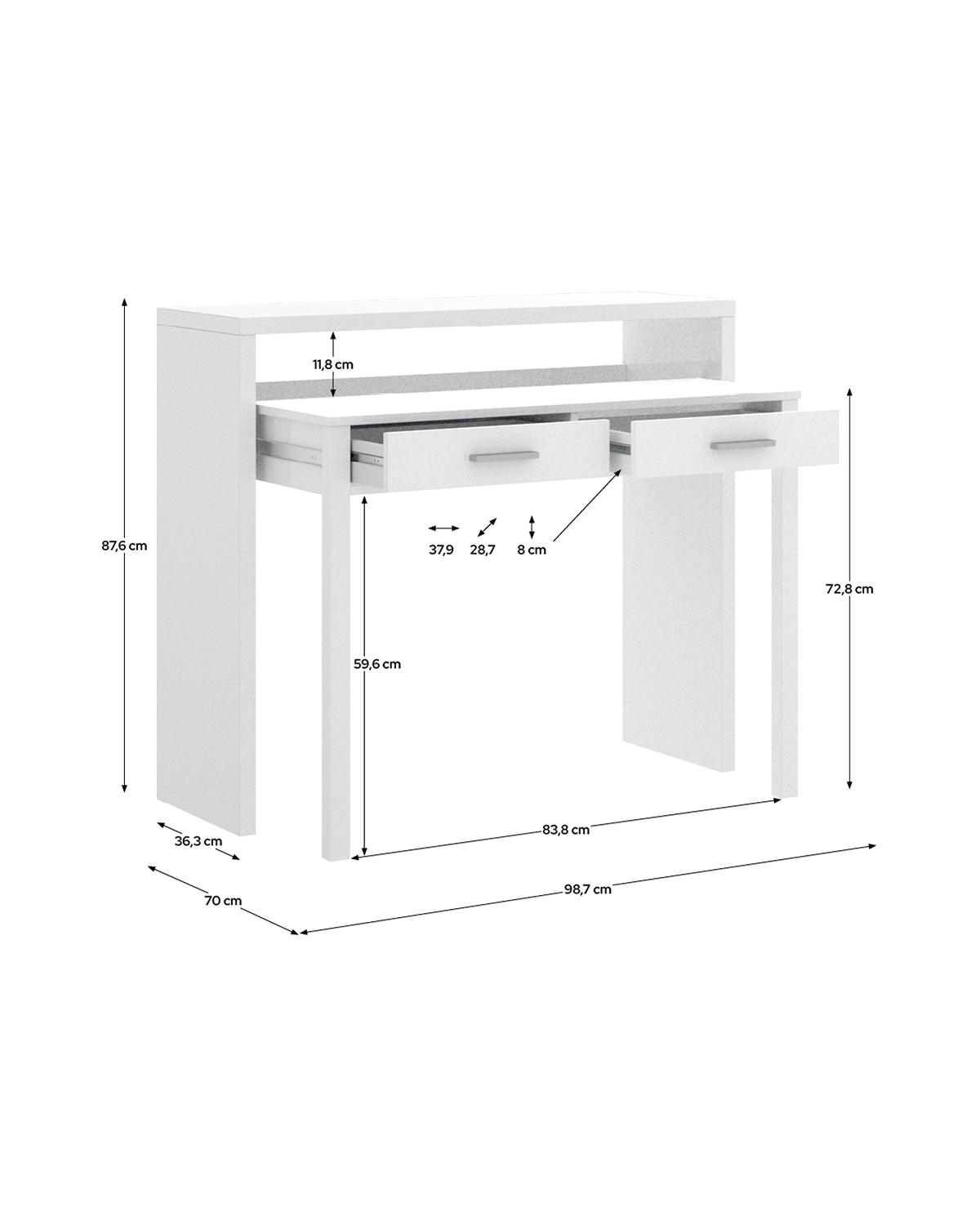Mesa secretária/consola extensível Seven