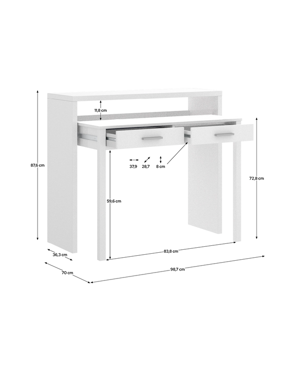 Mesa secretária/consola extensível Seven