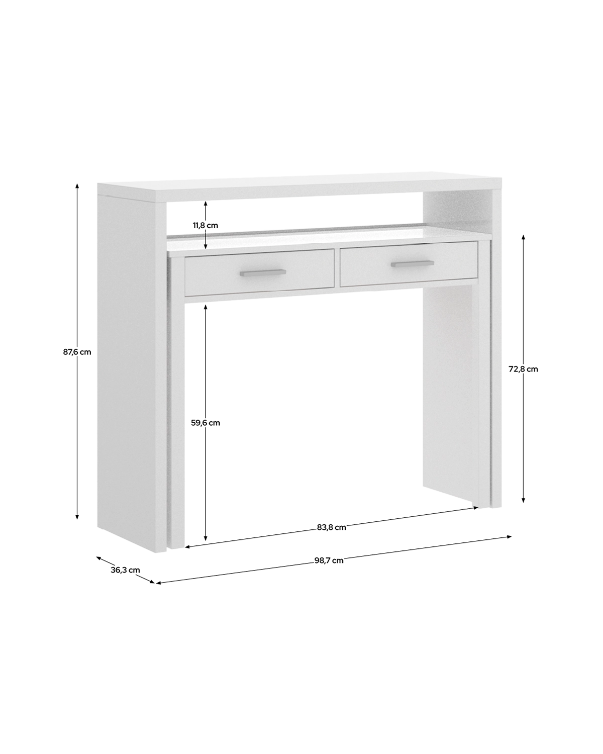 Mesa secretária/consola extensível Seven