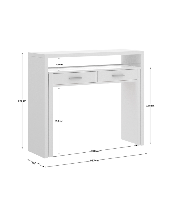Mesa secretária/consola extensível Seven
