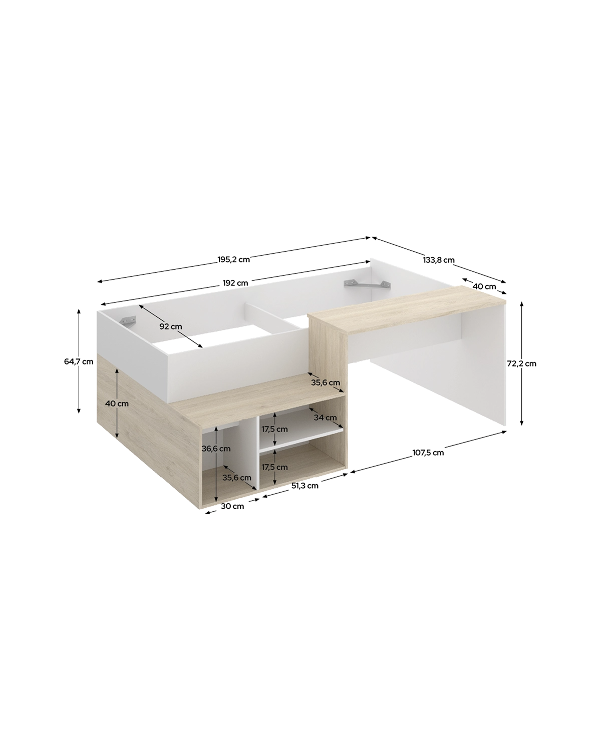 Cama individual com secretária Kric