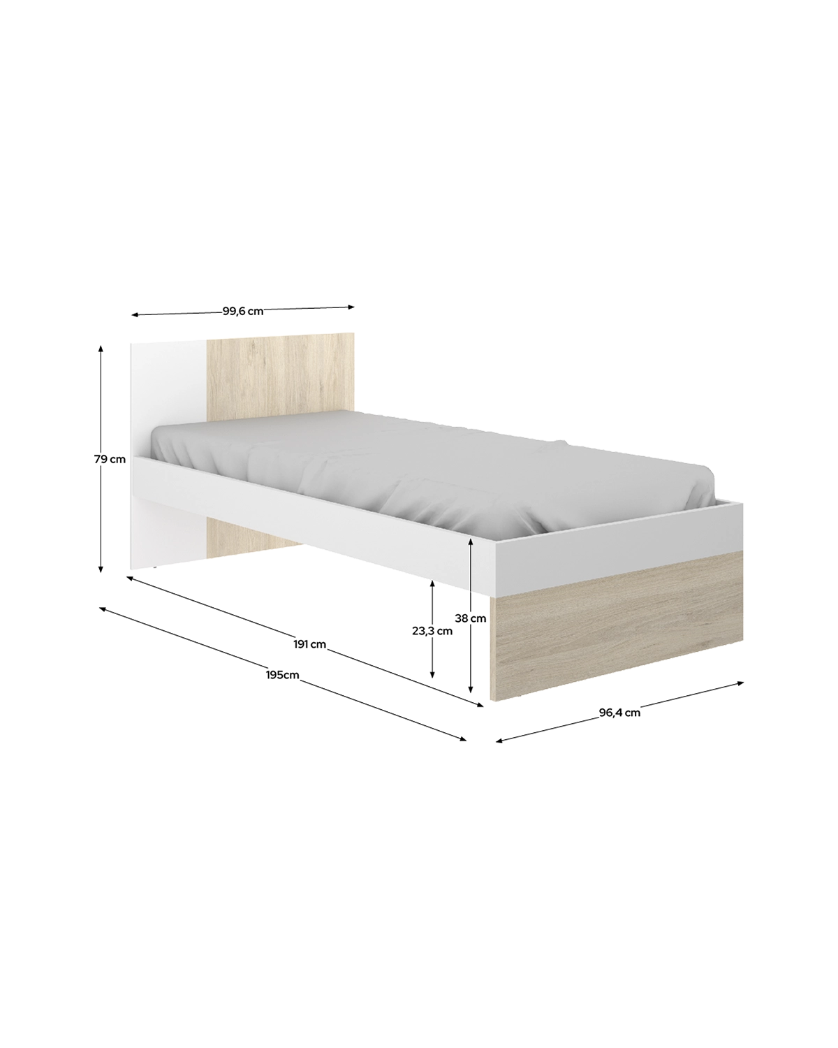 Cama individual com cabeceira Dina