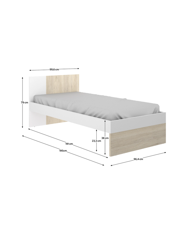 Cama individual com cabeceira Dina