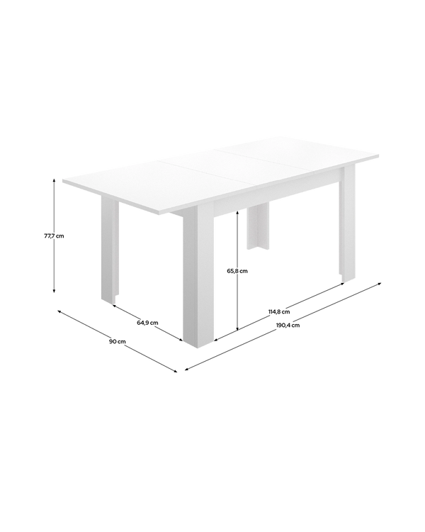 Pack de sala de estar e sala de jantar Ken, em carvalho/branco, com três peças