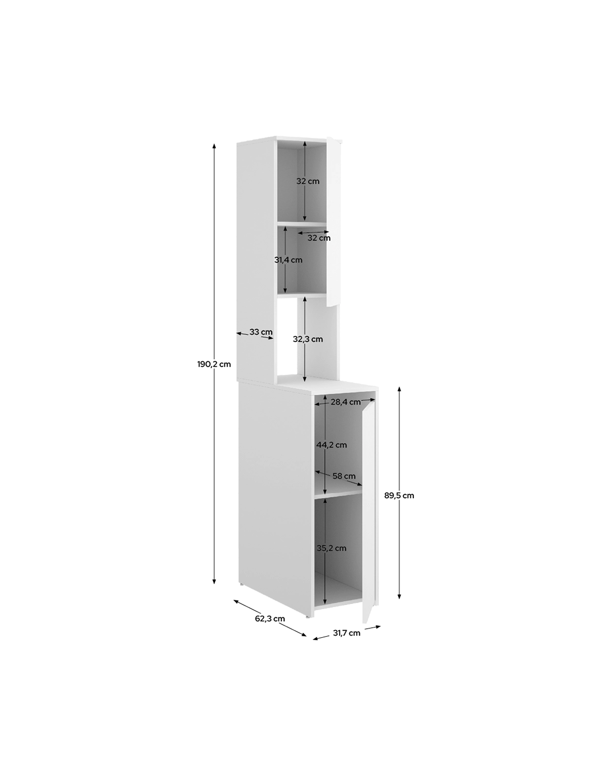 Columna Auxiliar Lavandería Fit con modulo Alto