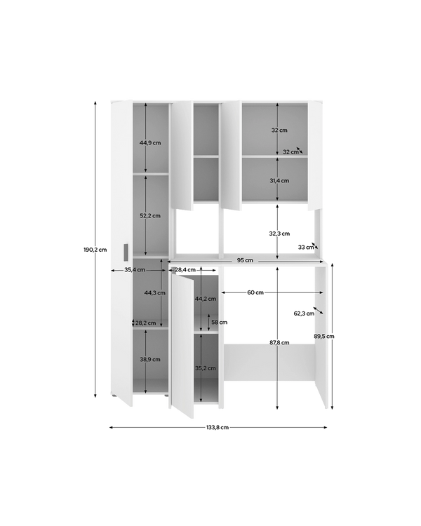 Armario para lavadora con modulo alto y columna multiusos Fit