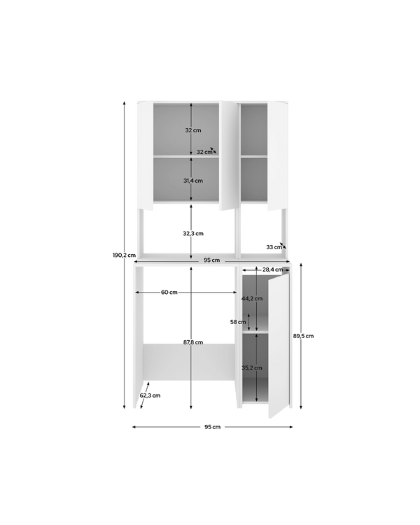 Armario para lavadora con modulo alto y mueble bajo auxiliar Fit